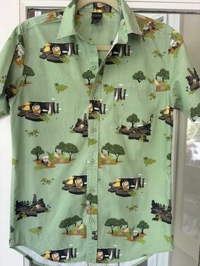 Vintage Disney Pixar Up Cartoon Print Shirt Casual Hawaiian button up. EUC.